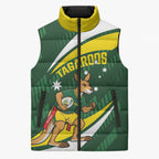 Tagaroos Oztag Australia Custom Sleeveless Puffer Jacket Aussie Kangaroo Mascot Sporty Style