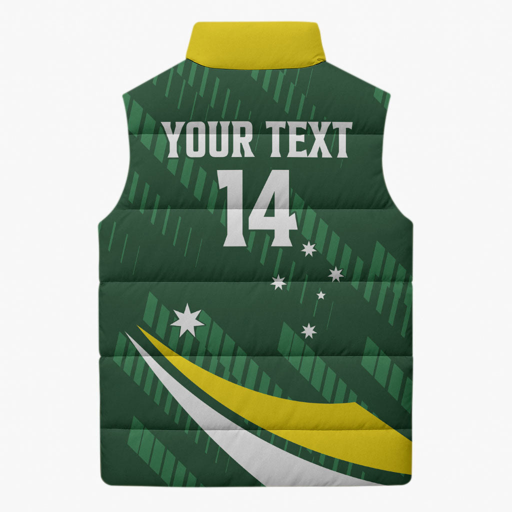 Tagaroos Oztag Australia Custom Sleeveless Puffer Jacket Aussie Kangaroo Mascot Sporty Style