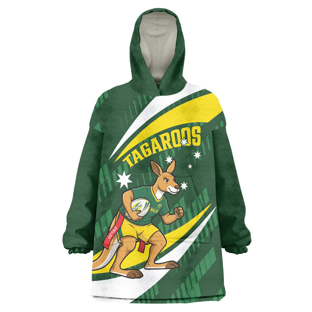Tagaroos Oztag Australia Custom Wearable Blanket Hoodie Aussie Kangaroo Mascot Sporty Style