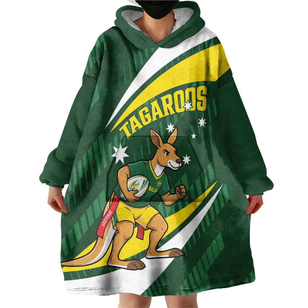 Tagaroos Oztag Australia Custom Wearable Blanket Hoodie Aussie Kangaroo Mascot Sporty Style