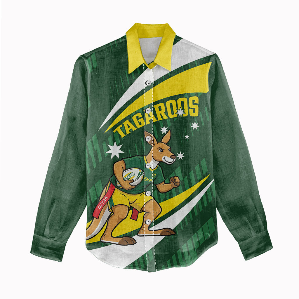 Tagaroos Oztag Australia Custom Women Casual Shirt Aussie Kangaroo Mascot Sporty Style