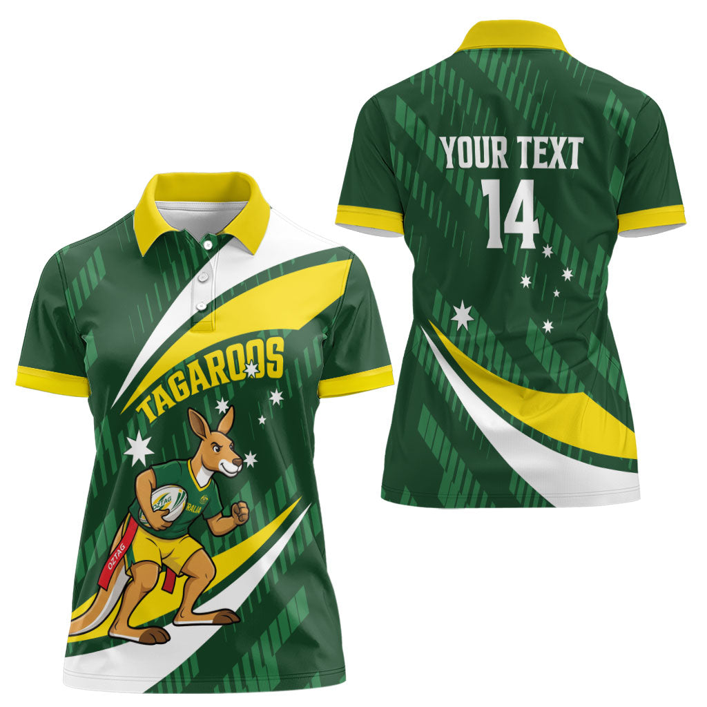 Tagaroos Oztag Australia Custom Women Polo Shirt Aussie Kangaroo Mascot Sporty Style