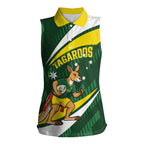 Tagaroos Oztag Australia Custom Women Sleeveless Polo Shirt Aussie Kangaroo Mascot Sporty Style
