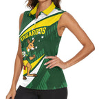 Tagaroos Oztag Australia Custom Women Sleeveless Polo Shirt Aussie Kangaroo Mascot Sporty Style