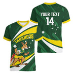 Tagaroos Oztag Australia Custom Women V-Neck T-Shirt Aussie Kangaroo Mascot Sporty Style