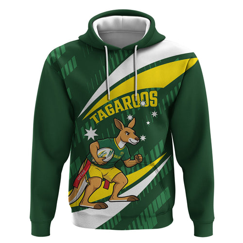 Tagaroos Oztag Australia Custom Zip Hoodie Aussie Kangaroo Mascot Sporty Style