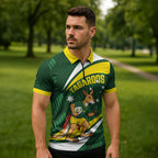 Tagaroos Oztag Australia Custom Zipper Polo Shirt Aussie Kangaroo Mascot Sporty Style