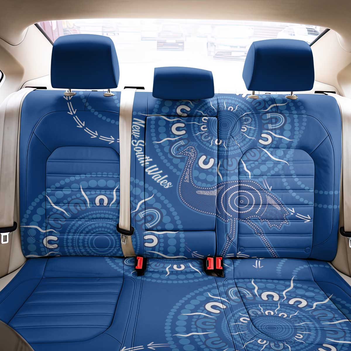 Australia New South Wales Back Car Seat Cover Aussie Emu With Aboriginal Art