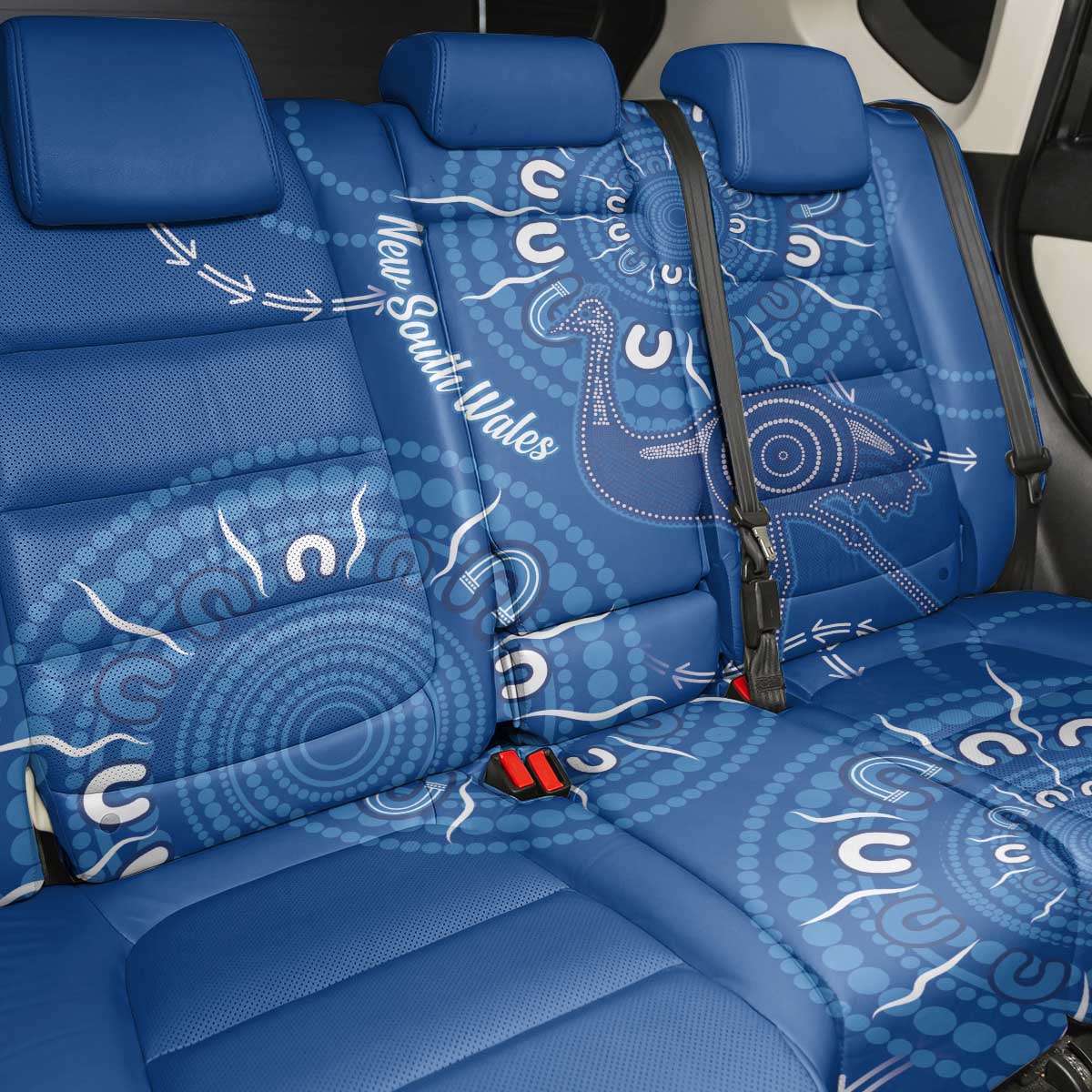 Australia New South Wales Back Car Seat Cover Aussie Emu With Aboriginal Art