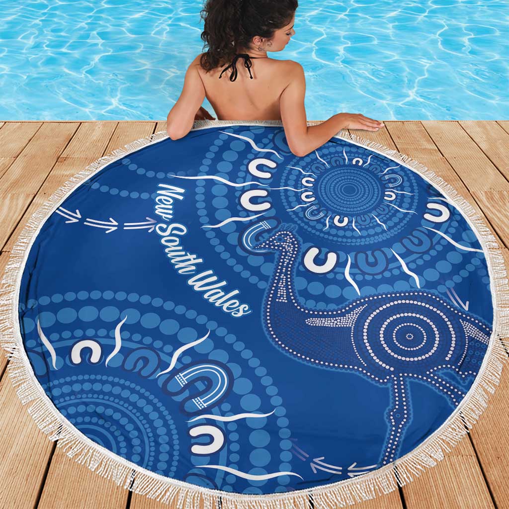 Australia New South Wales Beach Blanket Aussie Emu With Aboriginal Art