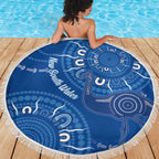 Australia New South Wales Beach Blanket Aussie Emu With Aboriginal Art