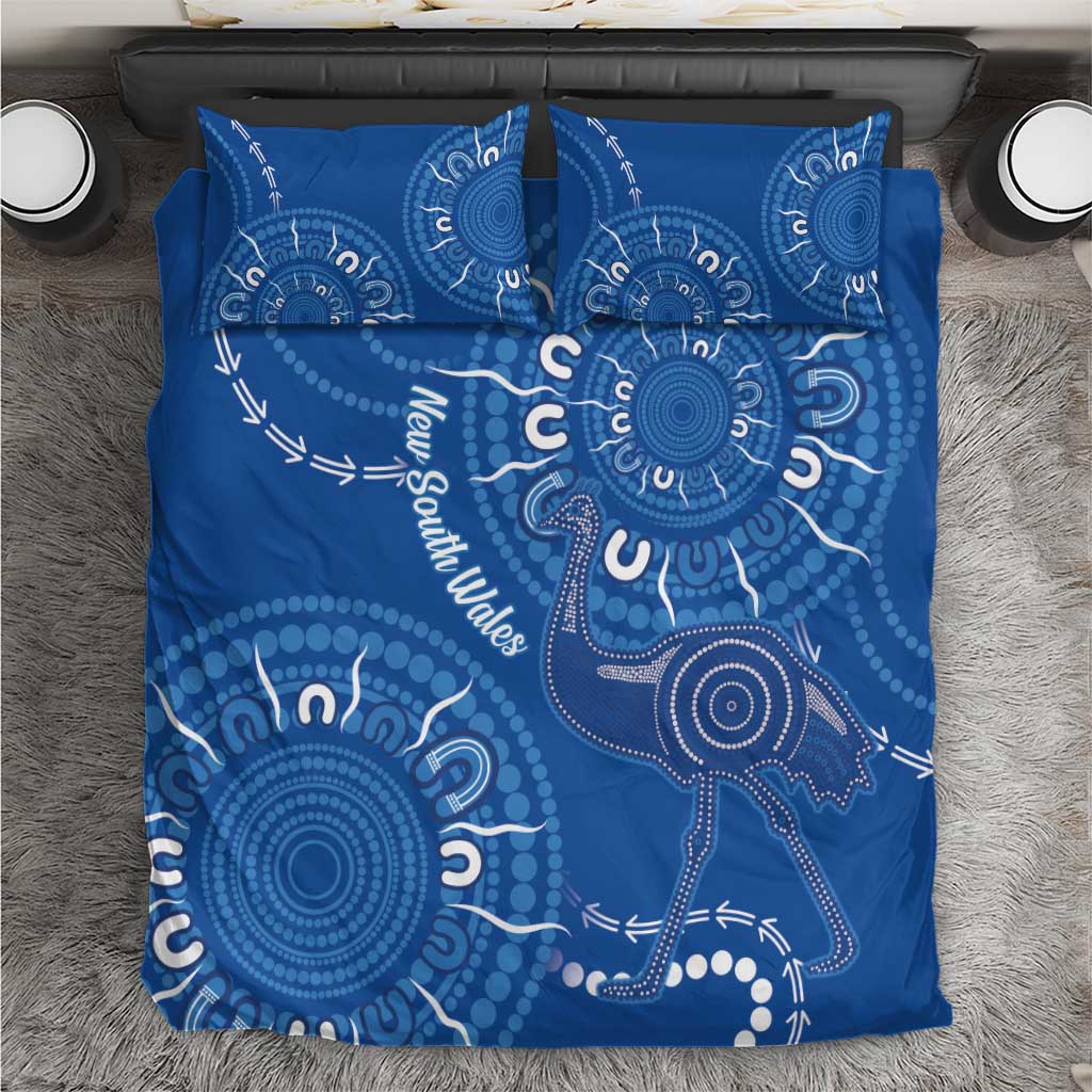 Australia New South Wales Bedding Set Aussie Emu With Aboriginal Art