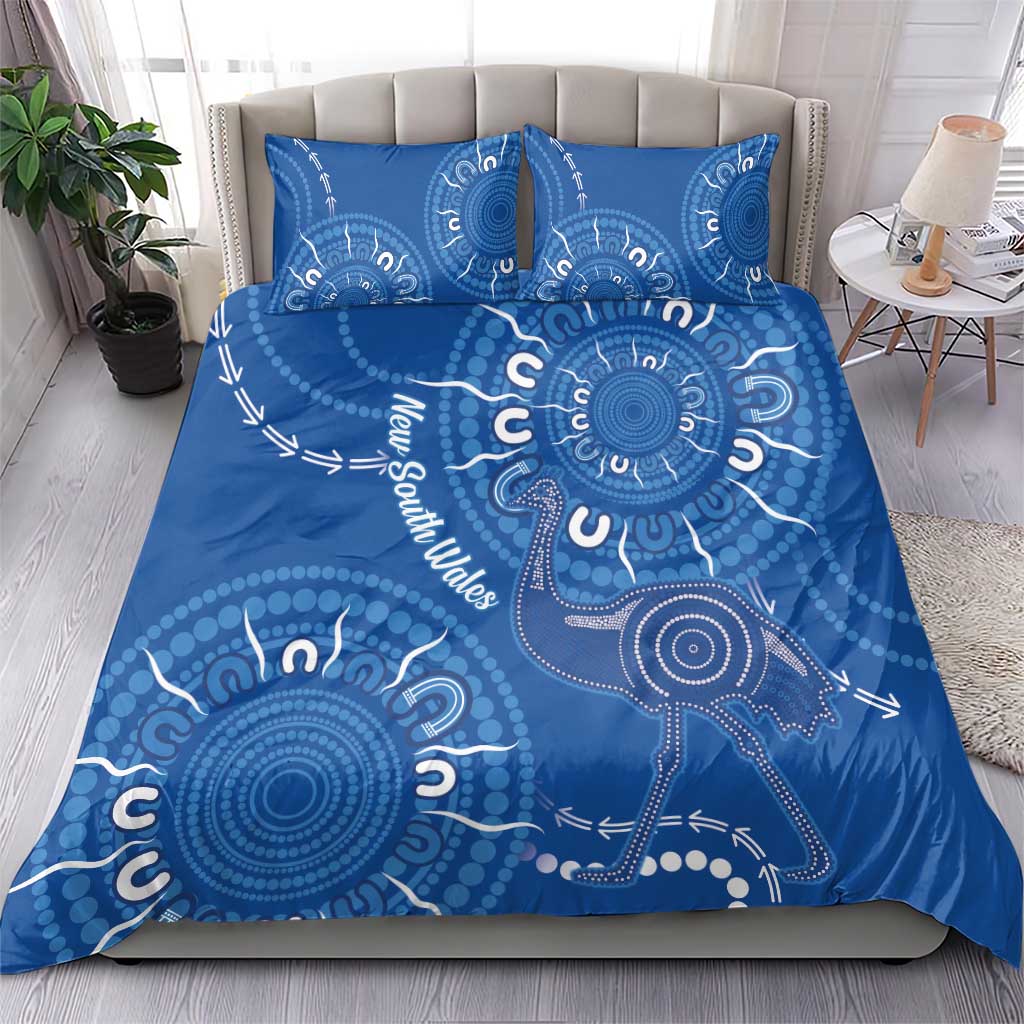 Australia New South Wales Bedding Set Aussie Emu With Aboriginal Art