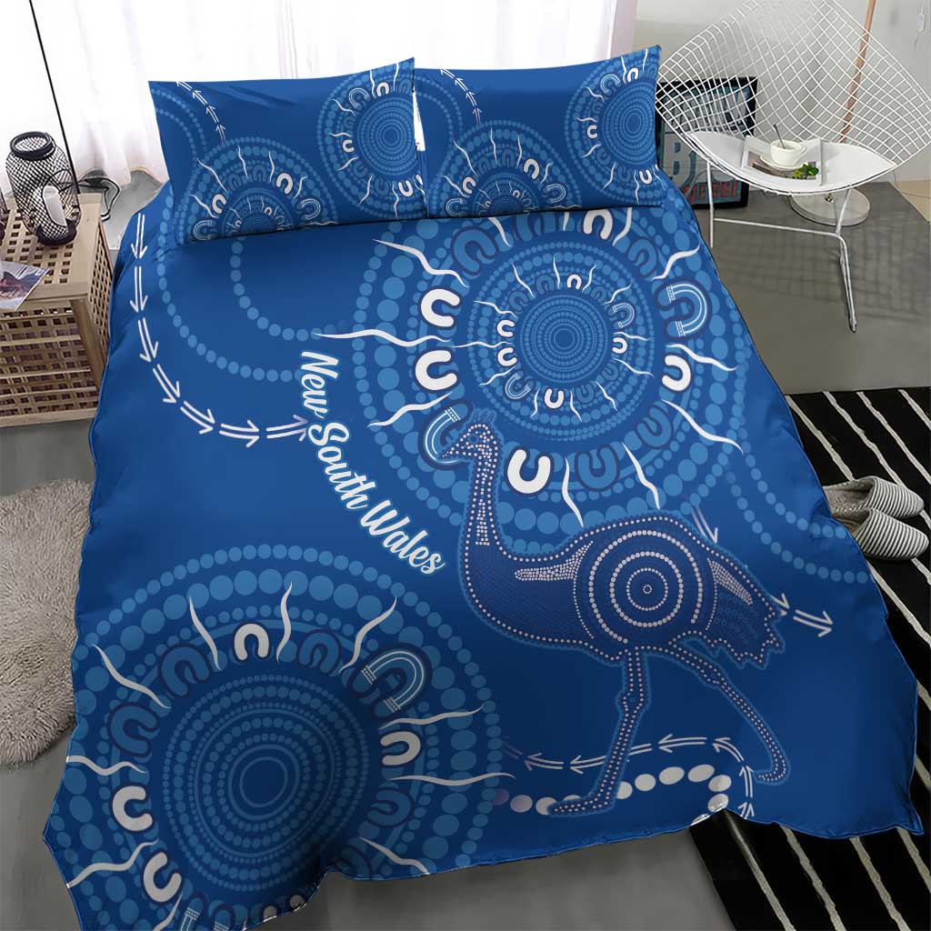 Australia New South Wales Bedding Set Aussie Emu With Aboriginal Art