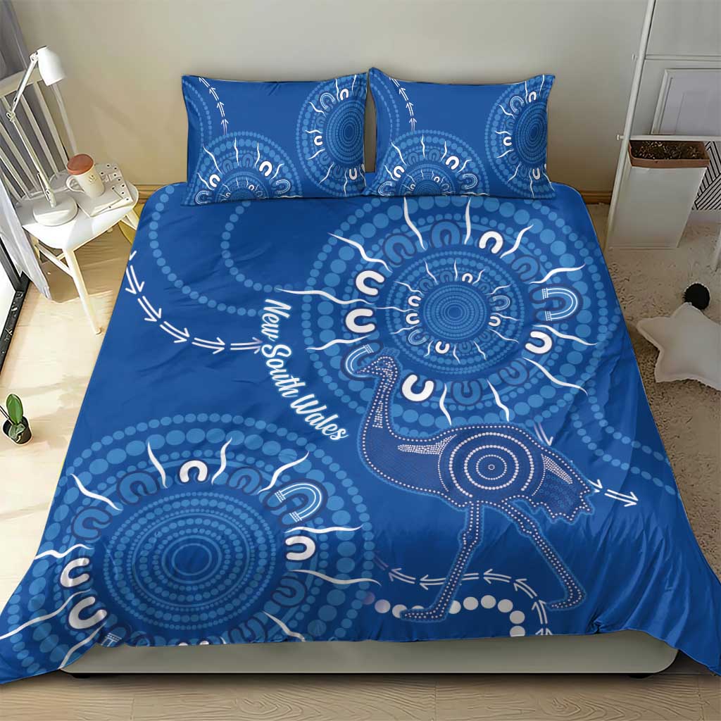 Australia New South Wales Bedding Set Aussie Emu With Aboriginal Art