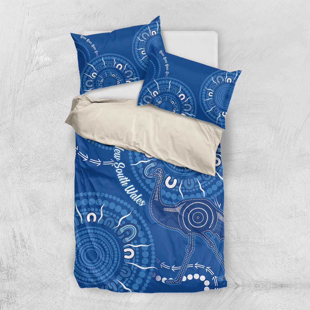 Australia New South Wales Bedding Set Aussie Emu With Aboriginal Art