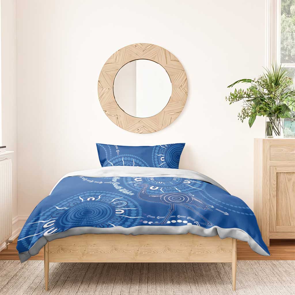 Australia New South Wales Bedding Set Aussie Emu With Aboriginal Art