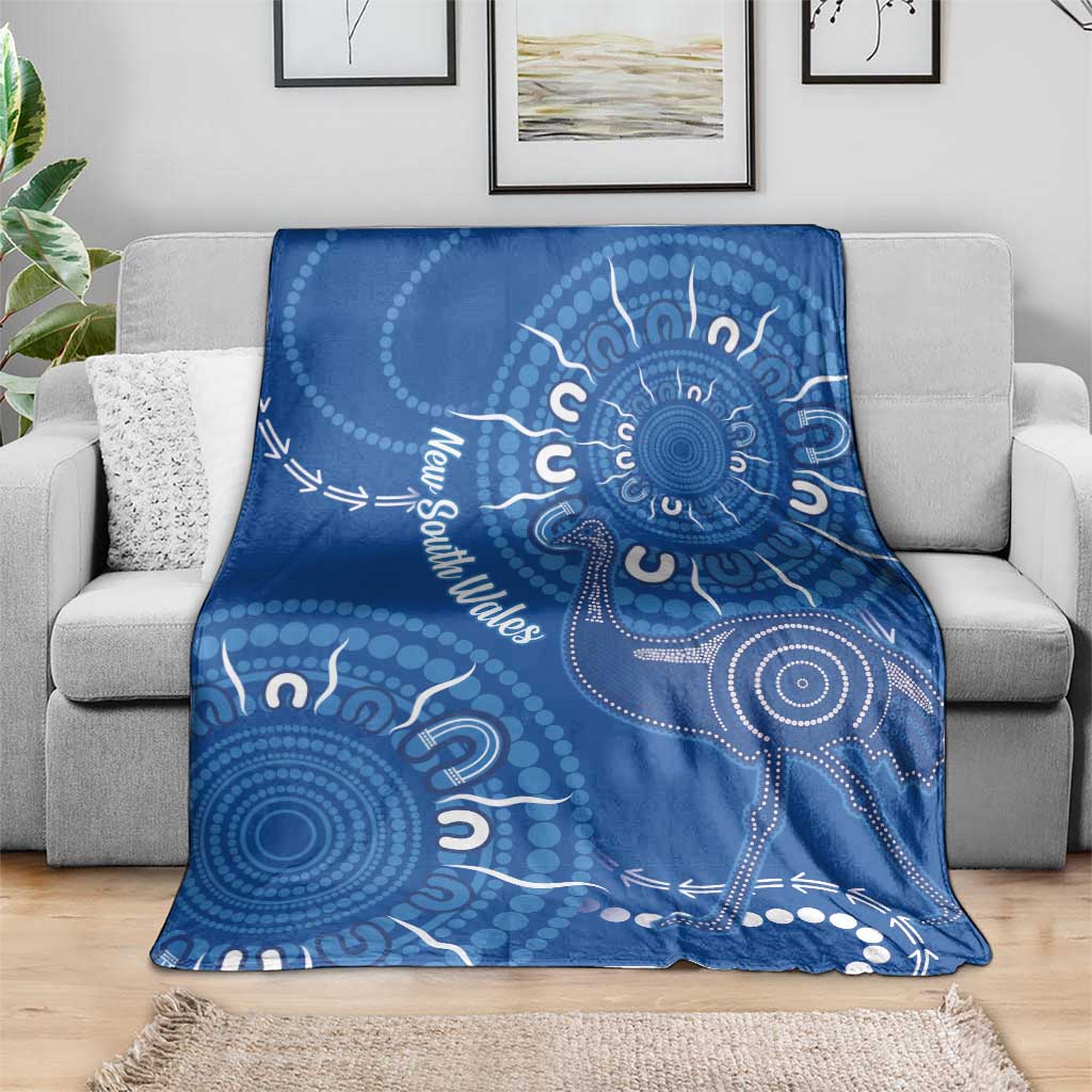 Australia New South Wales Blanket Aussie Emu With Aboriginal Art