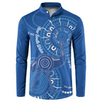 Australia New South Wales Button Sweatshirt Aussie Emu With Aboriginal Art