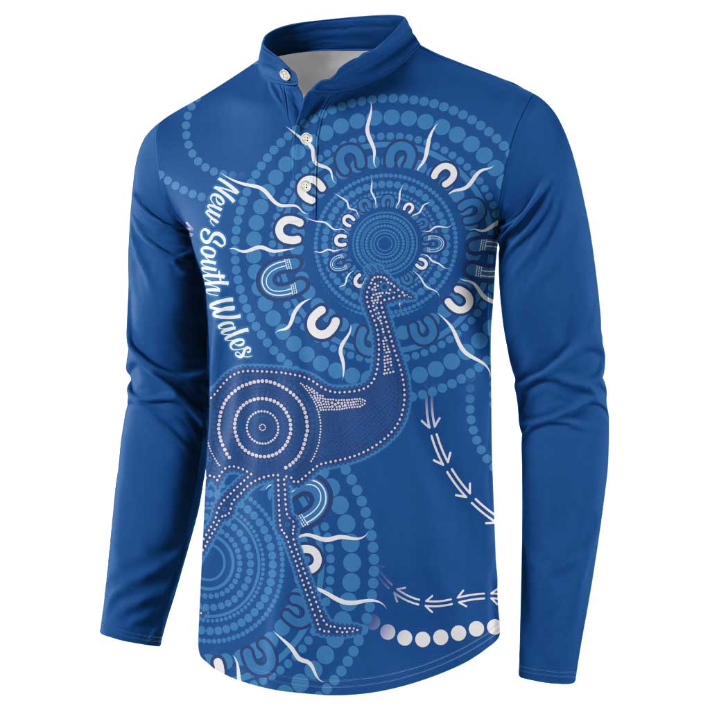 Australia New South Wales Button Sweatshirt Aussie Emu With Aboriginal Art