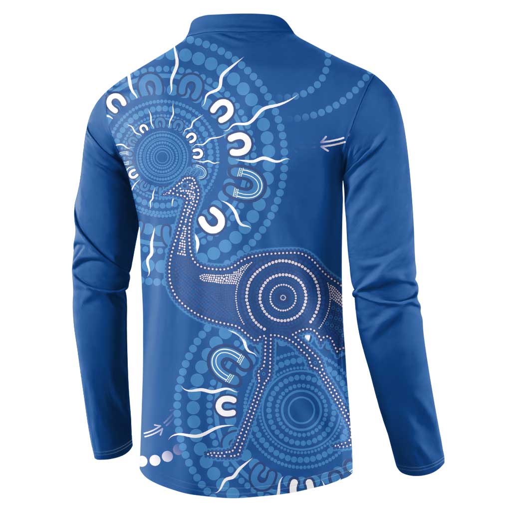 Australia New South Wales Button Sweatshirt Aussie Emu With Aboriginal Art