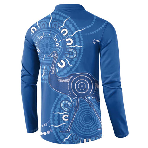 Australia New South Wales Button Sweatshirt Aussie Emu With Aboriginal Art