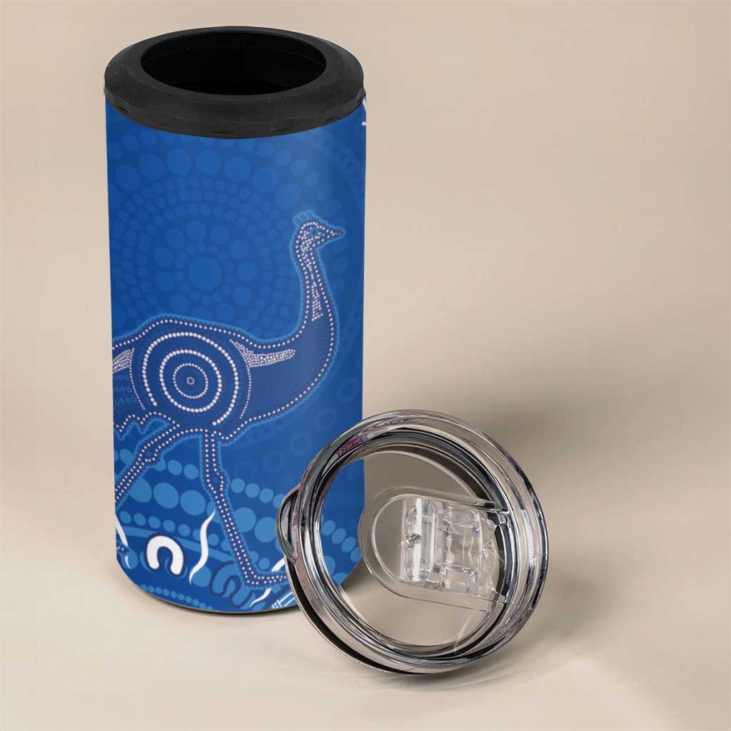 Australia New South Wales 4 in 1 Can Cooler Tumbler Aussie Emu With Aboriginal Art
