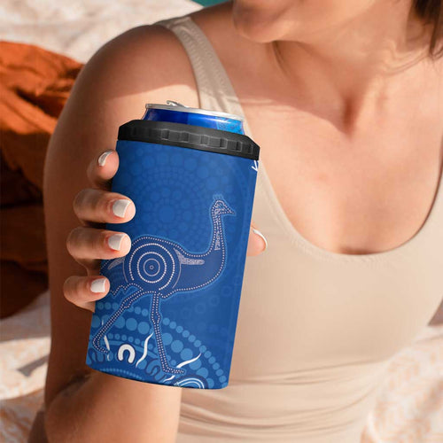 Australia New South Wales 4 in 1 Can Cooler Tumbler Aussie Emu With Aboriginal Art