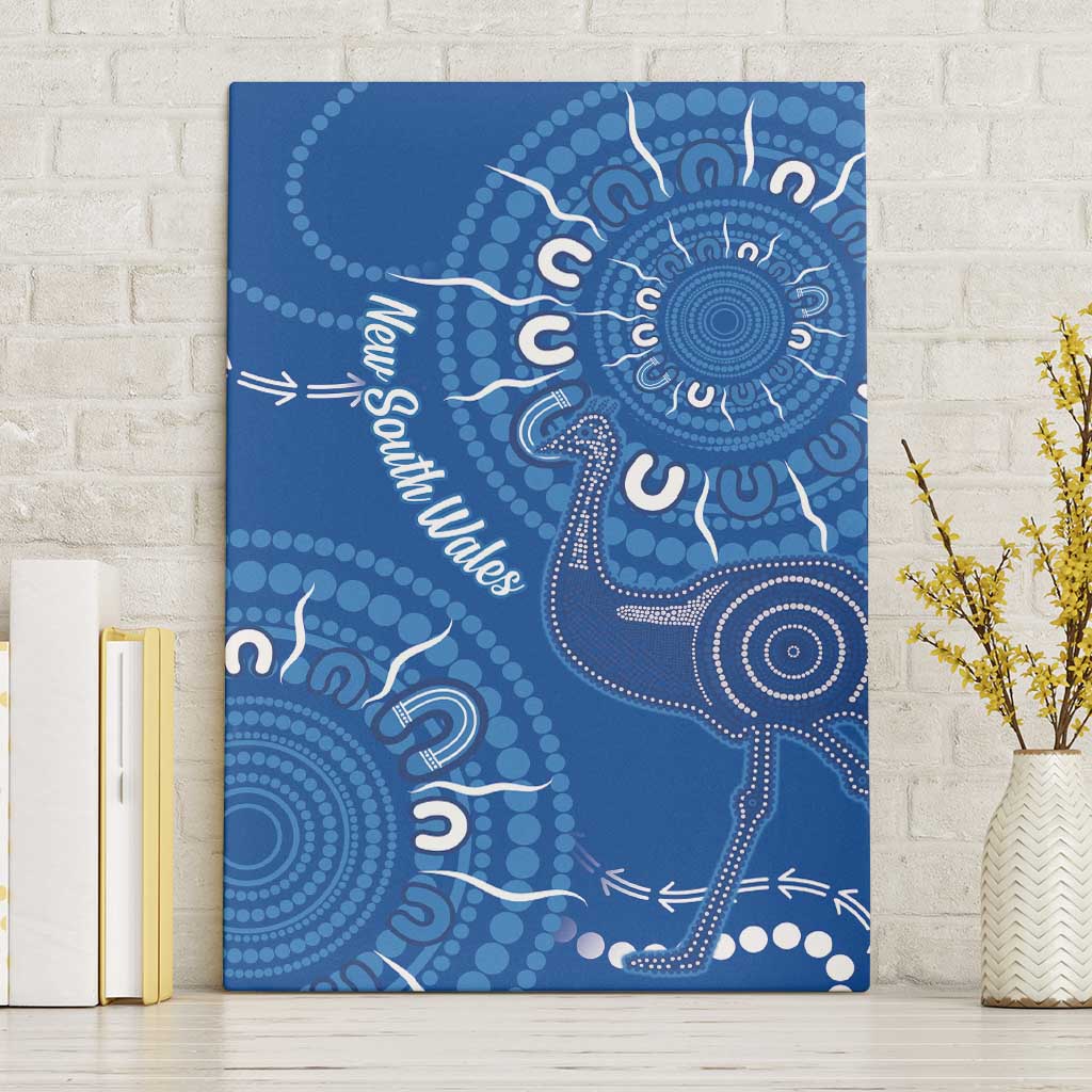 Australia New South Wales Canvas Wall Art Aussie Emu With Aboriginal Art