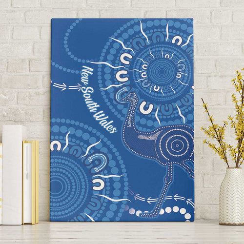 Australia New South Wales Canvas Wall Art Aussie Emu With Aboriginal Art