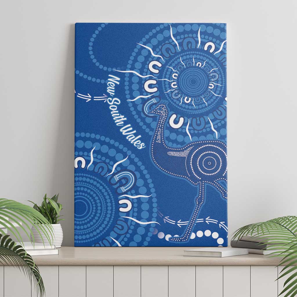 Australia New South Wales Canvas Wall Art Aussie Emu With Aboriginal Art