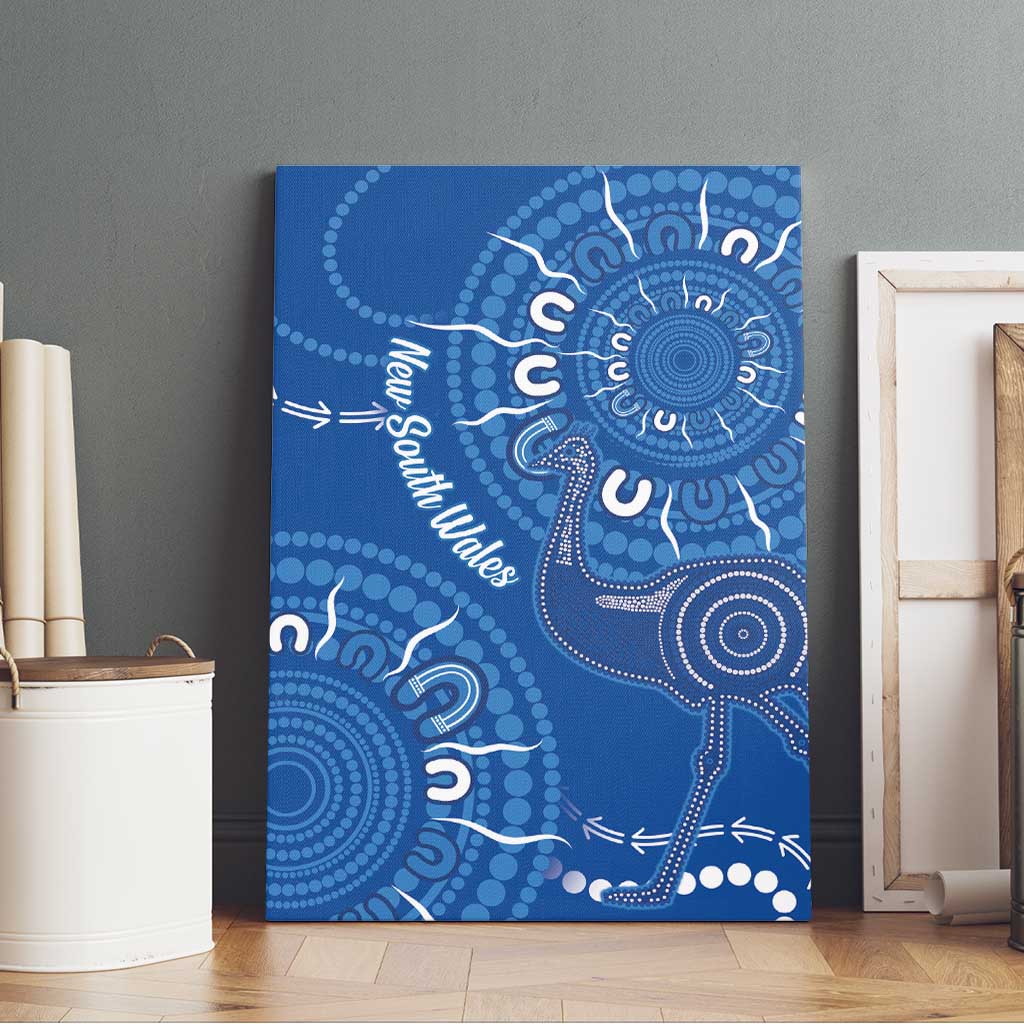 Australia New South Wales Canvas Wall Art Aussie Emu With Aboriginal Art