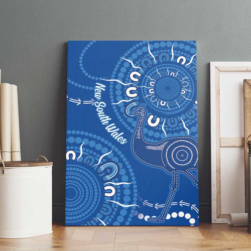 Australia New South Wales Canvas Wall Art Aussie Emu With Aboriginal Art