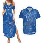 Australia New South Wales Couples Matching Summer Maxi Dress and Hawaiian Shirt Aussie Emu With Aboriginal Art