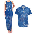 Australia New South Wales Couples Matching Tank Maxi Dress and Hawaiian Shirt Aussie Emu With Aboriginal Art