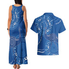 Australia New South Wales Couples Matching Tank Maxi Dress and Hawaiian Shirt Aussie Emu With Aboriginal Art