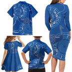 Australia New South Wales Family Matching Long Sleeve Bodycon Dress and Hawaiian Shirt Aussie Emu With Aboriginal Art