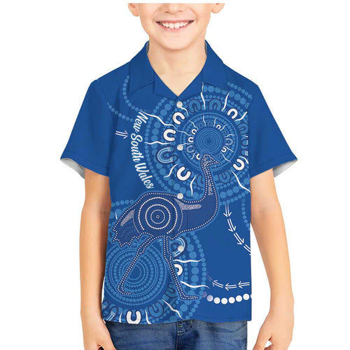 Australia New South Wales Family Matching Mermaid Dress and Hawaiian Shirt Aussie Emu With Aboriginal Art