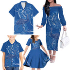 Australia New South Wales Family Matching Off The Shoulder Long Sleeve Dress and Hawaiian Shirt Aussie Emu With Aboriginal Art