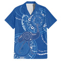 Australia New South Wales Family Matching Off The Shoulder Long Sleeve Dress and Hawaiian Shirt Aussie Emu With Aboriginal Art