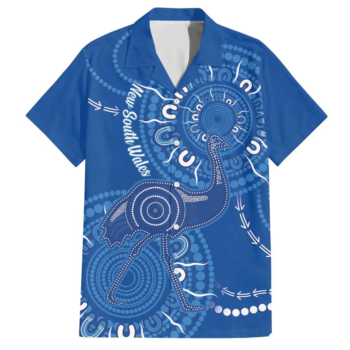 Australia New South Wales Family Matching Off The Shoulder Long Sleeve Dress and Hawaiian Shirt Aussie Emu With Aboriginal Art