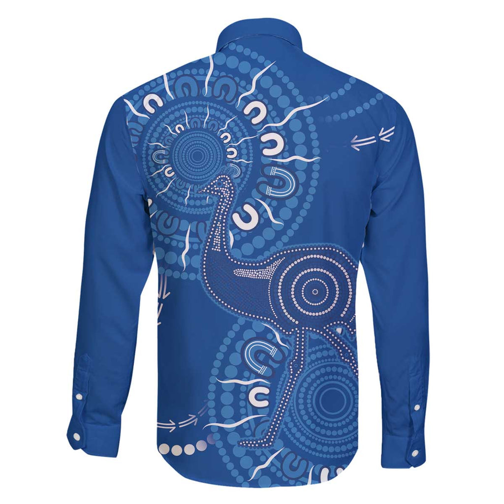 Australia New South Wales Family Matching Off The Shoulder Long Sleeve Dress and Hawaiian Shirt Aussie Emu With Aboriginal Art