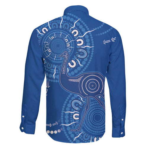 Australia New South Wales Family Matching Off The Shoulder Long Sleeve Dress and Hawaiian Shirt Aussie Emu With Aboriginal Art