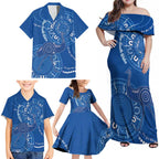 Australia New South Wales Family Matching Off Shoulder Maxi Dress and Hawaiian Shirt Aussie Emu With Aboriginal Art