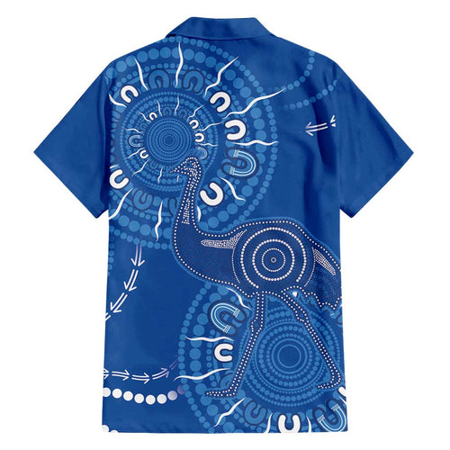 Australia New South Wales Family Matching Off Shoulder Maxi Dress and Hawaiian Shirt Aussie Emu With Aboriginal Art