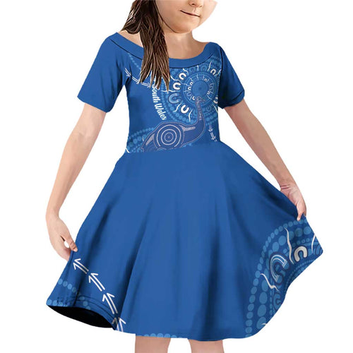 Australia New South Wales Family Matching Off Shoulder Short Dress and Hawaiian Shirt Aussie Emu With Aboriginal Art