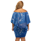 Australia New South Wales Family Matching Off Shoulder Short Dress and Hawaiian Shirt Aussie Emu With Aboriginal Art