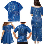 Australia New South Wales Family Matching Puletasi and Hawaiian Shirt Aussie Emu With Aboriginal Art