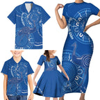 Australia New South Wales Family Matching Short Sleeve Bodycon Dress and Hawaiian Shirt Aussie Emu With Aboriginal Art