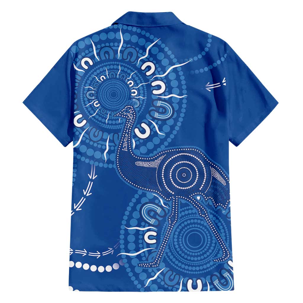 Australia New South Wales Family Matching Short Sleeve Bodycon Dress and Hawaiian Shirt Aussie Emu With Aboriginal Art